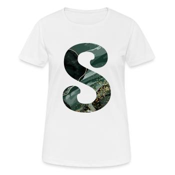 Lettre s marbré vert - T-shirt respirant Femme - blanc - Devant - AI Model Female 172 dark (172cm)