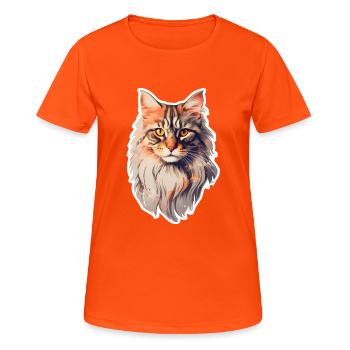 Maine Coon Cat Front View - Women's Breathable T-Shirt - neon orange - Front - AI Model Female 172 dark (172cm)