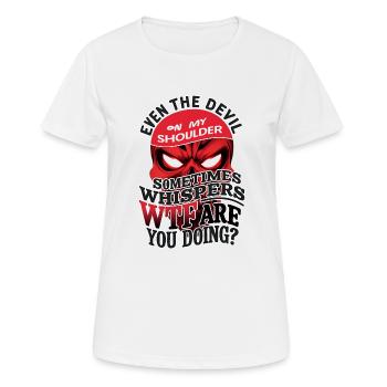 Devil's Whisper: Inner Conflict Edition - Frauen T-Shirt atmungsaktiv - Weiß - Vorne - AI Model Female 172 dark (172cm)