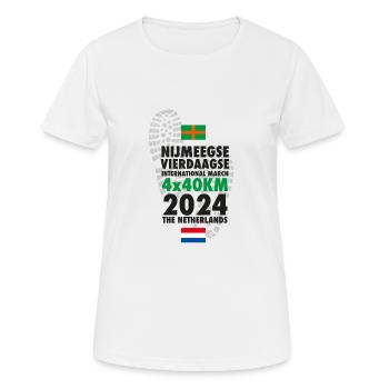 Nimègue Walking Event 2024 4 x 40 km - T-shirt respirant Femme - blanc - Devant - AI Model Female 172 dark (172cm)