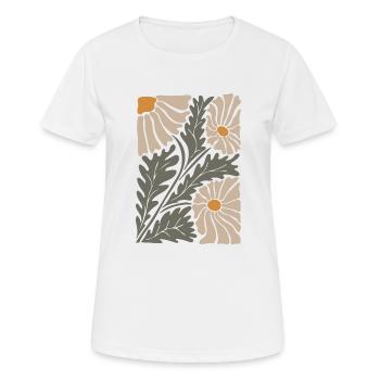 Retro Groovy Blumen - Frauen T-Shirt atmungsaktiv - Weiß - Vorne - AI Model Female 172 dark (172cm)