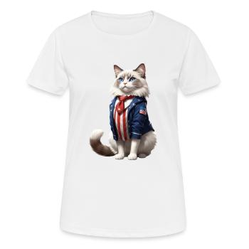 Ragdoll-Katze in amerikanischen Farben, 4. Juli - Frauen T-Shirt atmungsaktiv - Weiß - Vorne - AI Model Female 172 dark (172cm)
