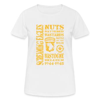 AVM Bastogne NUTS Battle Bulge Battered Bastards - Frauen T-Shirt atmungsaktiv - Weiß - Vorne - AI Model Female 172 dark (172cm)
