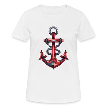Port d’ancrage - T-shirt respirant Femme - blanc - Devant - AI Model Female 172 dark (172cm)
