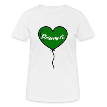 Ballon cœur de Styrie - T-shirt respirant Femme - blanc - Devant - AI Model Female 172 dark (172cm)