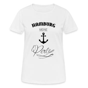 Hamburg-Perle schwarz Anker Geschenk Hamburg Kietz - Frauen T-Shirt atmungsaktiv - Weiß - Vorne - AI Model Female 172 dark (172cm)