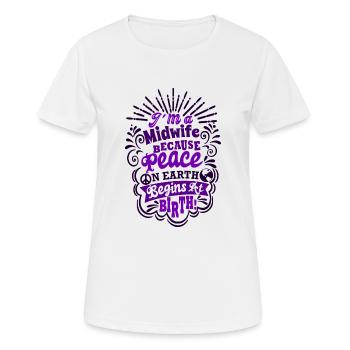 Sage femme paix sur terre - T-shirt respirant Femme - blanc - Devant - AI Model Female 172 dark (172cm)