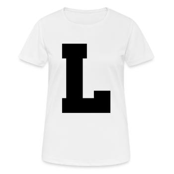 L - capital letter single, bold and serif - Women's Breathable T-Shirt - white - Front - AI Model Female 172 dark (172cm)