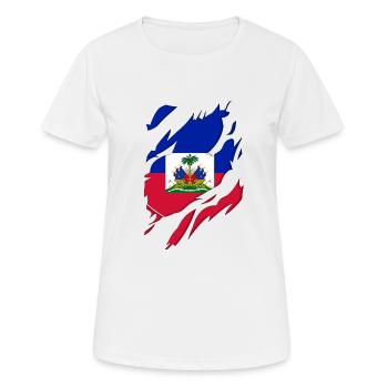Haiti flag torn motif - Women's Breathable T-Shirt - white - Front - AI Model Female 172 dark (172cm)