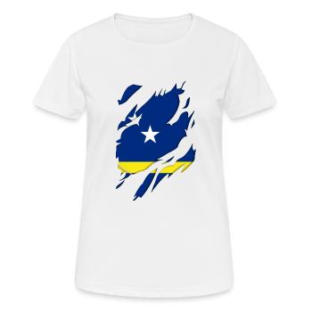 Curaçao flag torn motif - Women's Breathable T-Shirt - white - Front - AI Model Female 172 dark (172cm)