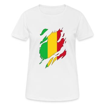Motif déchiré du drapeau du Mali - T-shirt respirant Femme - blanc - Devant - AI Model Female 172 dark (172cm)