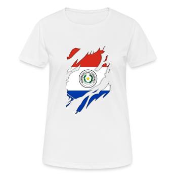 Paraguay flag torn motif - Women's Breathable T-Shirt - white - Front - AI Model Female 172 dark (172cm)