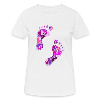 Fußabdrücke - Frauen T-Shirt atmungsaktiv - Weiß - Vorne - AI Model Female 172 dark (172cm)
