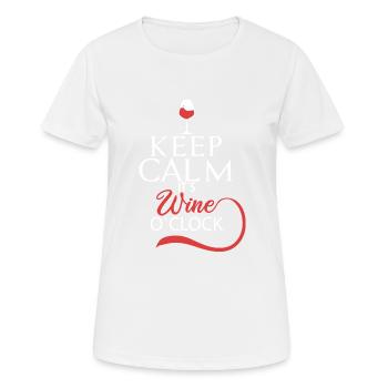 Keep calm its wine o clock Wein Zeit Geschenk - Frauen T-Shirt atmungsaktiv - Weiß - Vorne - AI Model Female 172 dark (172cm)
