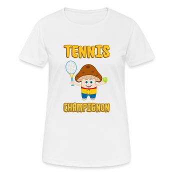 Tennis Champignon (Champion) Comicstyle - Frauen T-Shirt atmungsaktiv - Weiß - Vorne - AI Model Female 172 dark (172cm)