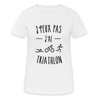 je peux pas j ai triathlon humour sport - T-shirt respirant Femme - blanc - Devant - AI Model Female 172 dark (172cm)