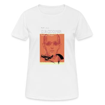 DB Cooper - Frauen T-Shirt atmungsaktiv - Weiß - Vorne - AI Model Female 172 dark (172cm)