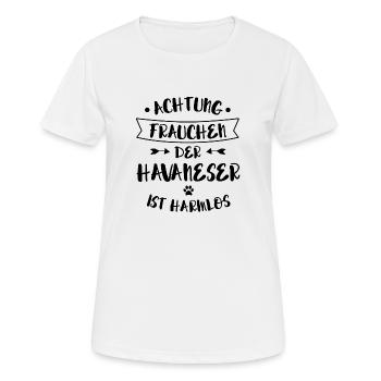 Havaneser, Geschenk, T-Shirt,Hund, Rasse, Motiv - Frauen T-Shirt atmungsaktiv - Weiß - Vorne - AI Model Female 172 dark (172cm)