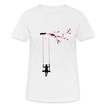 Femme balançoire sur un cerisier en fleurs - T-shirt respirant Femme - blanc - Devant - AI Model Female 172 dark (172cm)