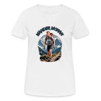 Wander Woman - Frauen Bergsteigen Wandern - Frauen T-Shirt atmungsaktiv - Weiß - Vorne - AI Model Female 172 dark (172cm)
