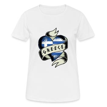 Grèce Drapeau Vintage Coeur Athènes Crète Crète Kos - T-shirt respirant Femme - blanc - Devant - AI Model Female 172 dark (172cm)