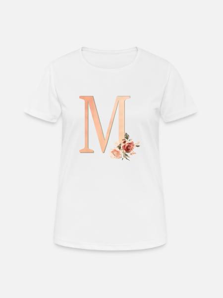 Lettre M avec fleurs - T-shirt respirant Femme - blanc