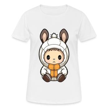 Bande dessinée de bébé animal d’hiver lapin - T-shirt respirant Femme - blanc - Devant - AI Model Female 172 dark (172cm)