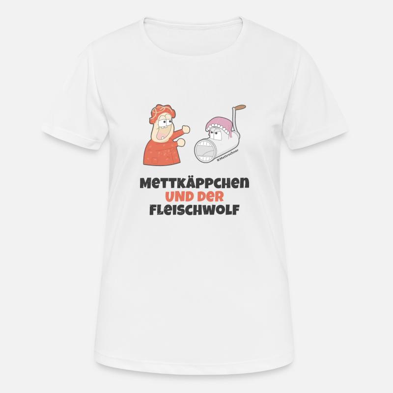 Mettkäppchen und der Fleischwolf - Dunkles Design - Frauen T-Shirt atmungsaktiv - Weiß