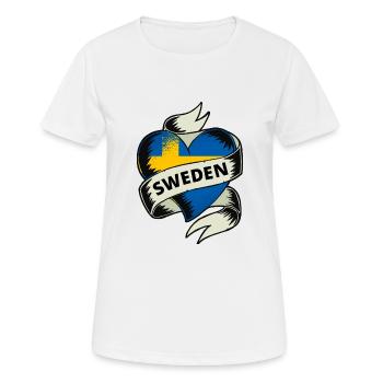 Schweden Flagge Vintage Herz Reise Urlaub Sverige - Frauen T-Shirt atmungsaktiv - Weiß - Vorne - AI Model Female 172 dark (172cm)