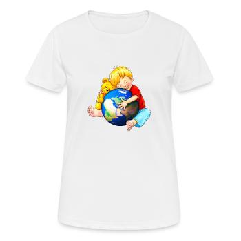 Mama Erde, wir haben dich ganz doll lieb !!! - Frauen T-Shirt atmungsaktiv - Weiß - Vorne - AI Model Female 172 dark (172cm)