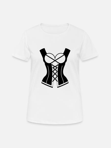 Korsett - Frauen T-Shirt atmungsaktiv - Weiß