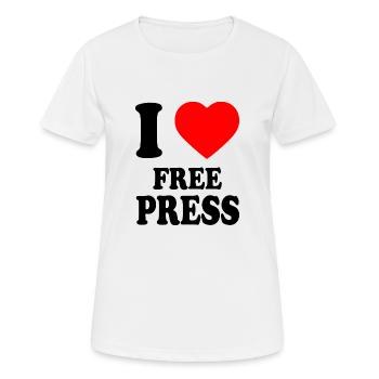 i love free press - T-shirt respirant Femme - blanc - Devant - AI Model Female 172 dark (172cm)