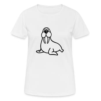 Walross - Frauen T-Shirt atmungsaktiv - Weiß - Vorne - AI Model Female 172 dark (172cm)