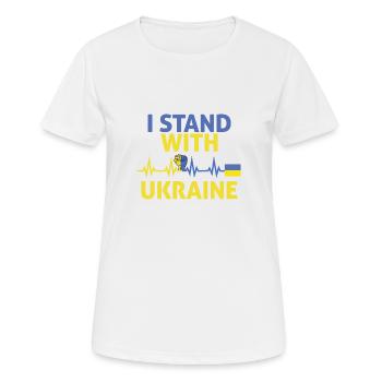 Ich bin mit ukrainischer glag ukrainisch - Frauen T-Shirt atmungsaktiv - Weiß - Vorne - AI Model Female 172 dark (172cm)