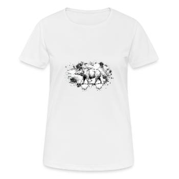 Chasseur au sanglier Chasseurs de sangliers - T-shirt respirant Femme - blanc - Devant - AI Model Female 172 dark (172cm)