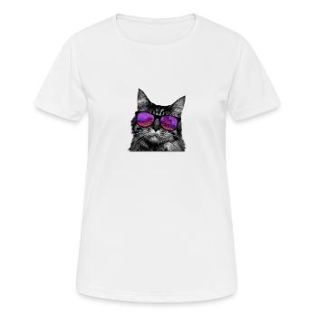 Cat sunglasses kitten city gift idea - Women's Breathable T-Shirt - white - Front - AI Model Female 172 dark (172cm)