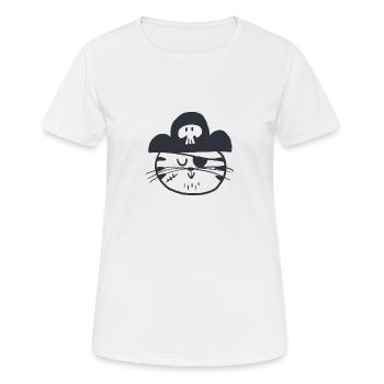 Appelez-moi Cat'tain | Chat | Pirate | animal de compagnie - T-shirt respirant Femme - blanc - Devant - AI Model Female 172 dark (172cm)