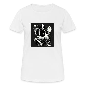 Science-Fiction-Landschaftsszene S/W - Frauen T-Shirt atmungsaktiv - Weiß - Vorne - AI Model Female 172 dark (172cm)