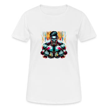 Intensives Muskeltraining: Powerlifting-Portrait - Frauen T-Shirt atmungsaktiv - Weiß - Vorne - AI Model Female 172 dark (172cm)