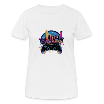 Gaming Universe: Controller & Cityscape Art - Frauen T-Shirt atmungsaktiv - Weiß - Vorne - AI Model Female 172 dark (172cm)
