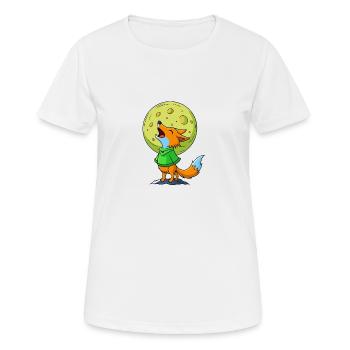 Chacal jubilatoire hurlant à la lune - Art animalier - T-shirt respirant Femme - blanc - Devant - AI Model Female 172 dark (172cm)