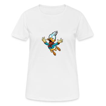 Canard effrayé lunatique prenant le vol Cartoon - T-shirt respirant Femme - blanc - Devant - AI Model Female 172 dark (172cm)