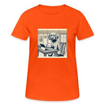 Japan Ukijo e Stil Schreibtisch Labradoodle - Frauen T-Shirt atmungsaktiv - Neonorange - Vorne - AI Model Female 172 dark (172cm)