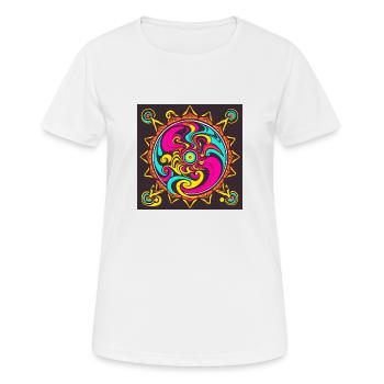 Psychedelisches Sonnendesign in leuchtenden Farben - Frauen T-Shirt atmungsaktiv - Weiß - Vorne - AI Model Female 172 dark (172cm)