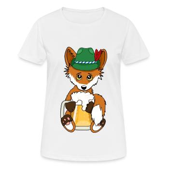 Fuchs mit Bier - Bayern Hut Tracht Volksfest - Frauen T-Shirt atmungsaktiv - Weiß - Vorne - AI Model Female 172 dark (172cm)