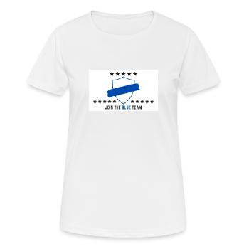JOIN THE BLUE TEAM // WHITE VERSION - Frauen T-Shirt atmungsaktiv - Weiß - Vorne - AI Model Female 172 dark (172cm)
