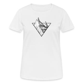 Climbing, triangle mountain logo - Women's Breathable T-Shirt - white - Front - AI Model Female 172 dark (172cm)