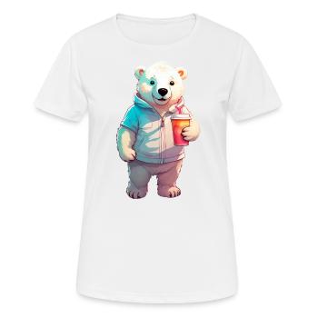Baby Polarbär mit Milchshake - Frauen T-Shirt atmungsaktiv - Weiß - Vorne - AI Model Female 172 dark (172cm)