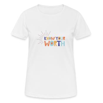 Know Your Worth - Women's Breathable T-Shirt - white - Front - AI Model Female 172 dark (172cm)