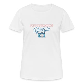 Cadeau photographe lifestyle - T-shirt respirant Femme - blanc - Devant - AI Model Female 172 dark (172cm)